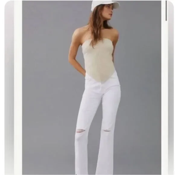 Mother The Tripper Ankle Fray White Jeans Size 24